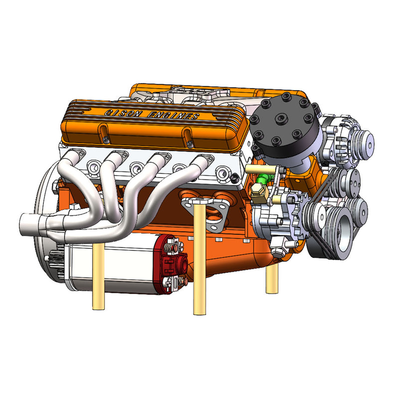 👍CISON Gasoline OHV V8 Small-block Engine Model Kits 4-Stroke 44cc Water-Cooled 1/6