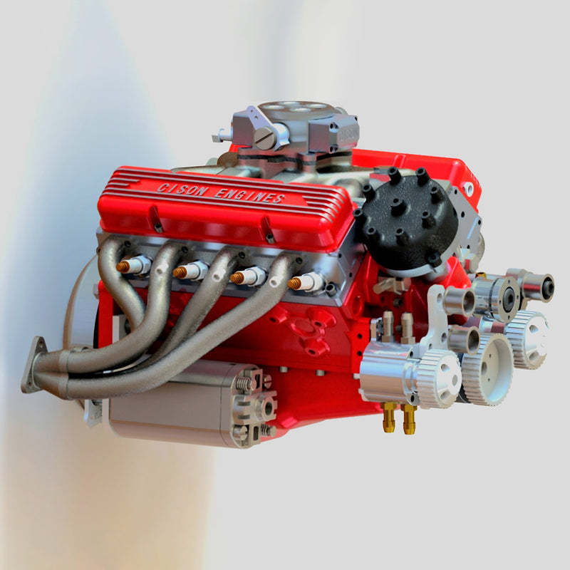 👍CISON Gasoline OHV V8 Small-block Engine Model Kits 4-Stroke 44cc Water-Cooled 1/6