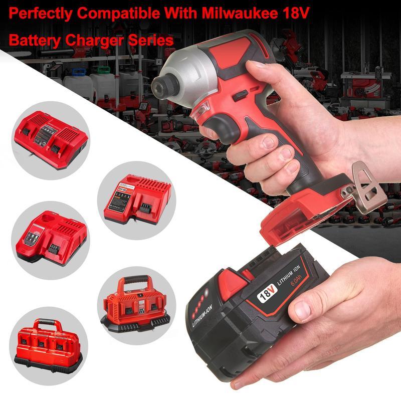 🔋4 Pack 6.0Ah 18V M18 Lithium Batteries Replacement for Milwaukee M18 Battery, Perfectly Compatible with Milwaukee Original Charger