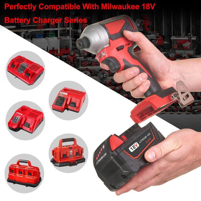 🔋4 Pack 6.0Ah 18V M18 Lithium Batteries Replacement for Milwaukee M18 Battery, Perfectly Compatible with Milwaukee Original Charger