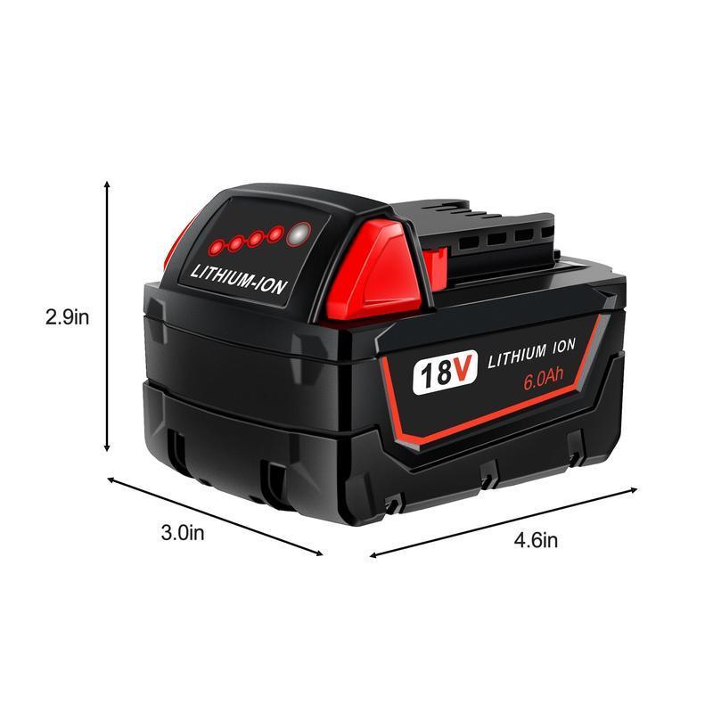 🔋4 Pack 6.0Ah 18V M18 Lithium Batteries Replacement for Milwaukee M18 Battery, Perfectly Compatible with Milwaukee Original Charger