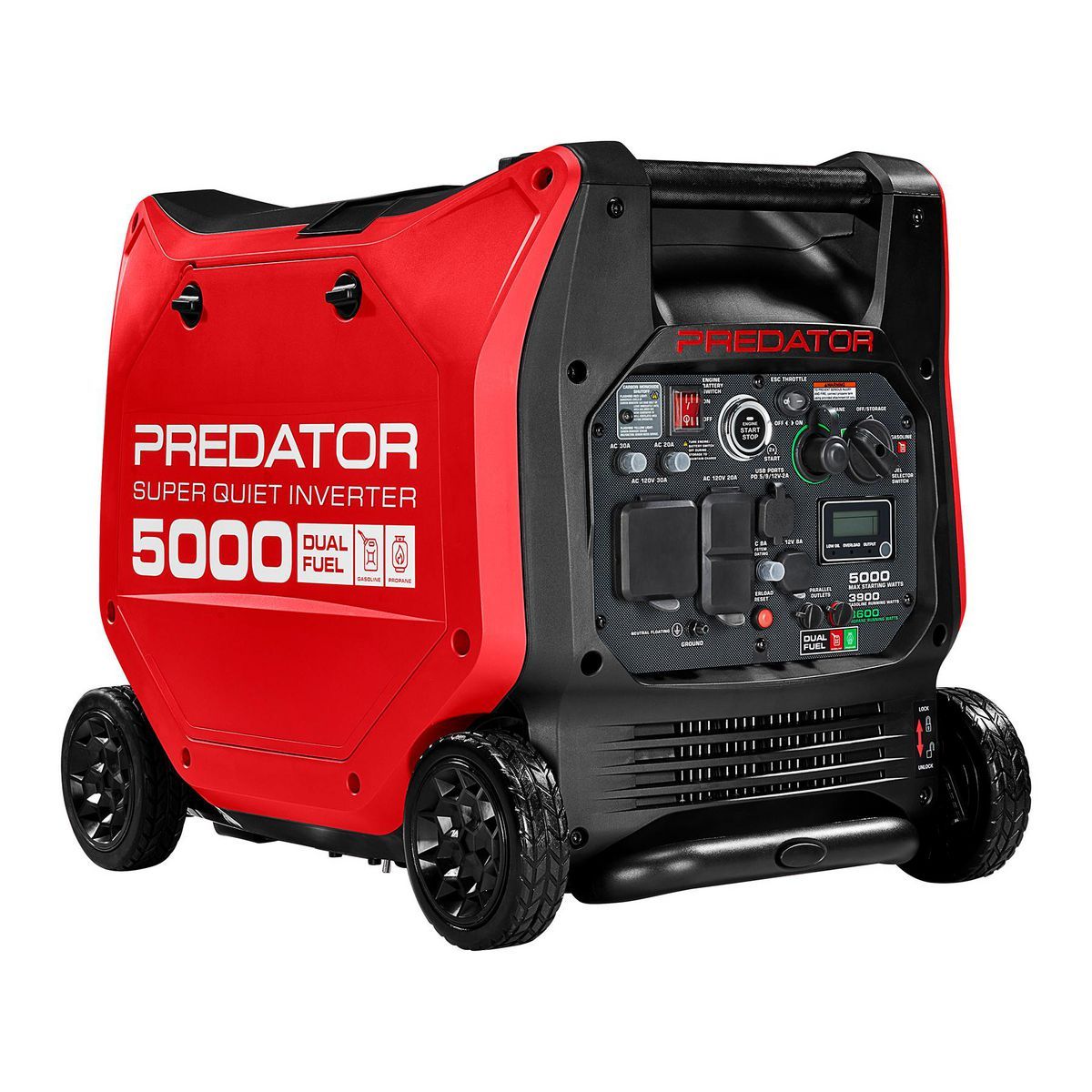 PREDATOR 5000 Watt Dual-Fuel SUPER QUIET Inverter Generator with Remote Start and CO SECURE Technology