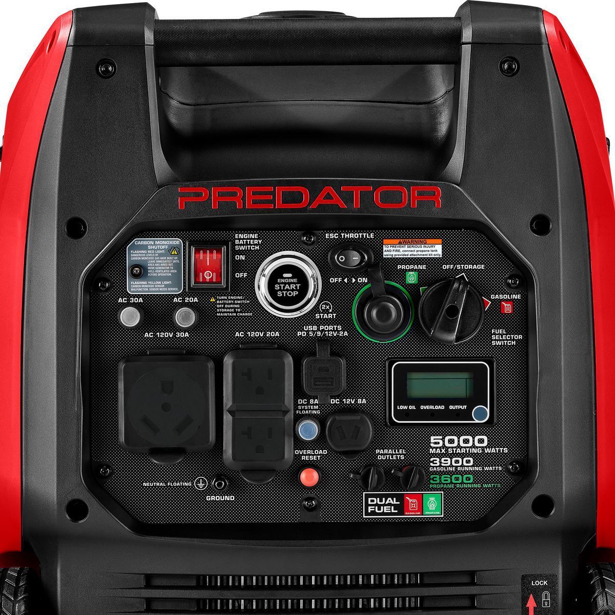 PREDATOR 5000 Watt Dual-Fuel SUPER QUIET Inverter Generator with Remote Start and CO SECURE Technology