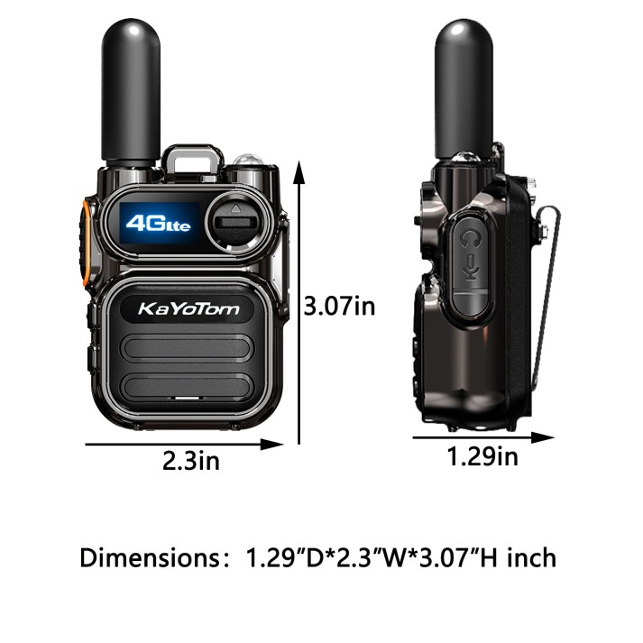 KaYoTom M11 Global Walkie Talkie Unlimited Range Encrypted Two-Way Radio - 72H Battery, HD Audio, Lightweight & LED Flashlight, 172 Countries Coverage