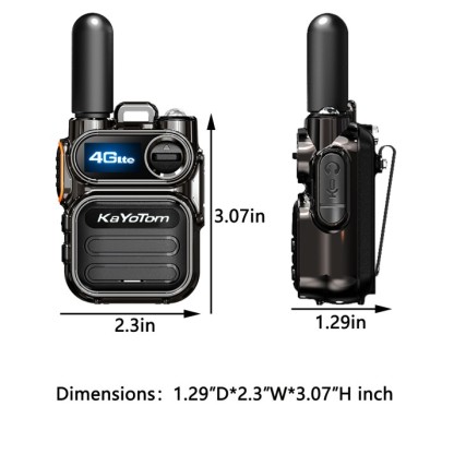 KaYoTom M11 Global Walkie Talkie Unlimited Range Encrypted Two-Way Radio - 72H Battery, HD Audio, Lightweight & LED Flashlight, 172 Countries Coverage