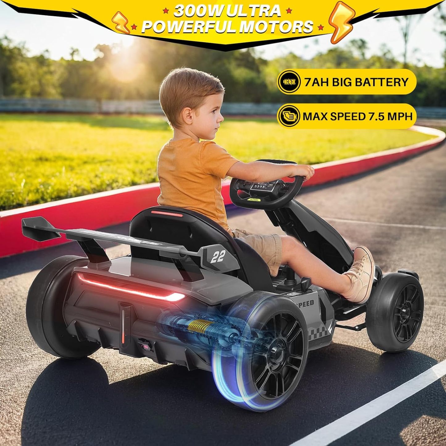24V Kids Go Kart 300W Drift Kart 