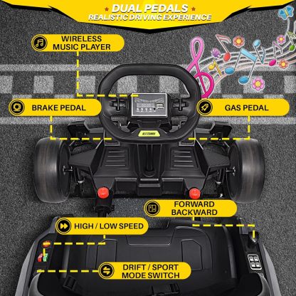 24V Kids Go Kart 300W Drift Kart 