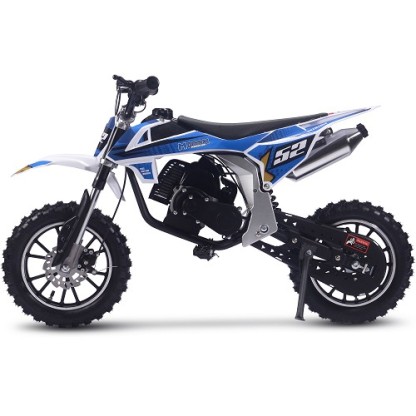 MotoTec Warrior 52cc 2-Stroke Kids Gas Dirt Bike Blue