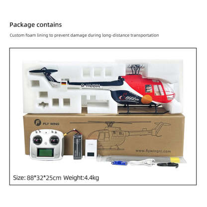🛩️FLYWING BO105 470 Size Scale GPS Heli Drone 2.4G 6CH Big Military RC Helicopter With H1 Flight Controller