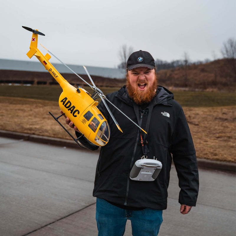 🛩️FLYWING BO105 470 Size Scale GPS Heli Drone 2.4G 6CH Big Military RC Helicopter With H1 Flight Controller