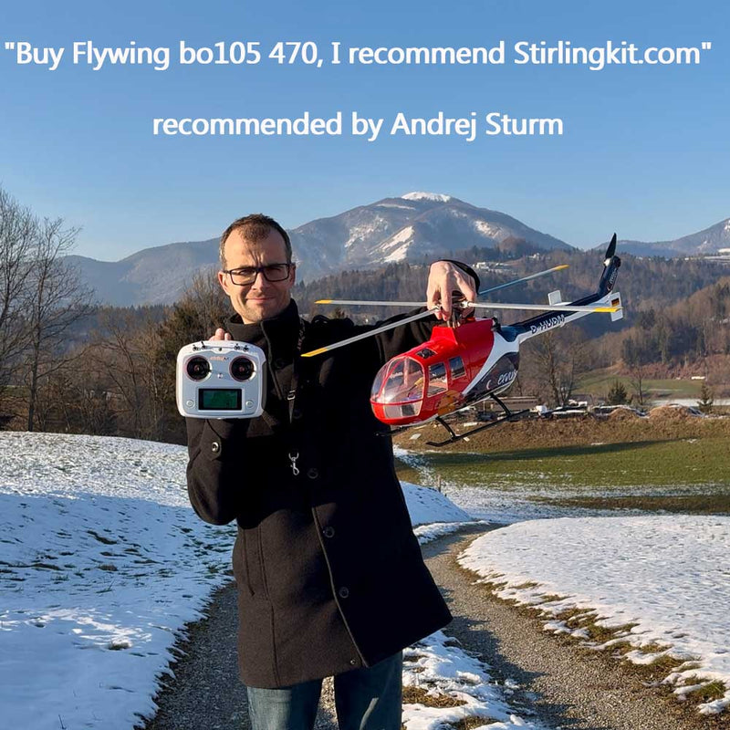 🛩️FLYWING BO105 470 Size Scale GPS Heli Drone 2.4G 6CH Big Military RC Helicopter With H1 Flight Controller