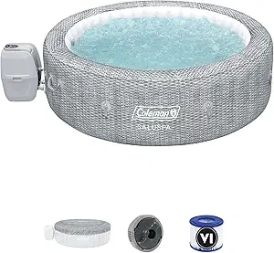 Inflatable Tub Round Portable Outdoor Spa with 20 Soothing Air Nozzles and Cover