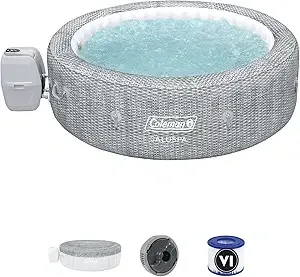Inflatable Tub Round Portable Outdoor Spa with 20 Soothing Air Nozzles and Cover
