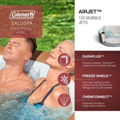 Inflatable Tub Round Portable Outdoor Spa with 20 Soothing Air Nozzles and Cover