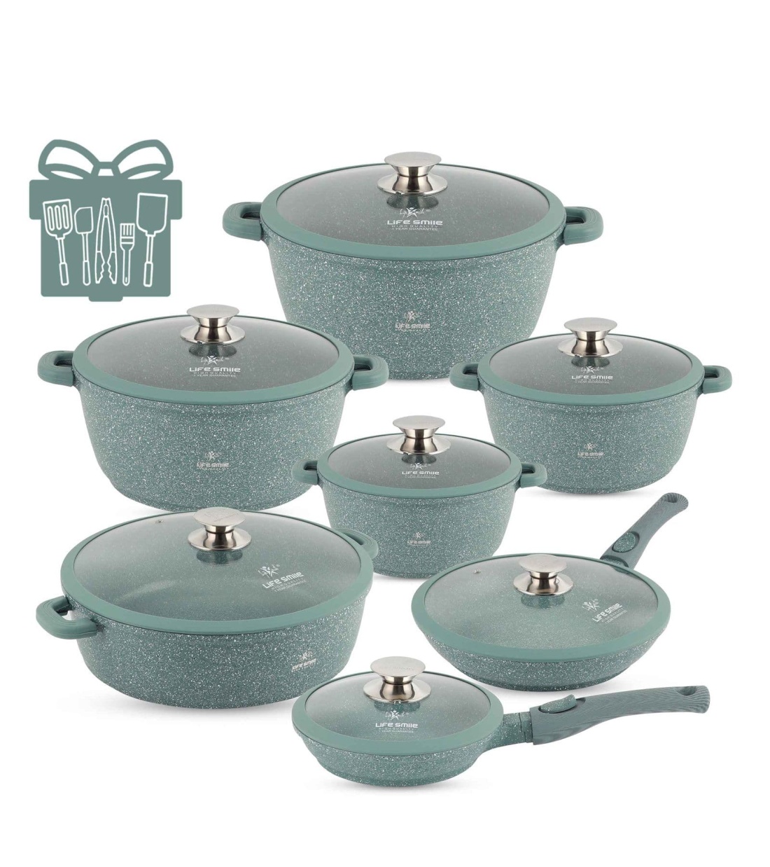 Cookware Set 29 pieces with Multiple Layer Granite Coating