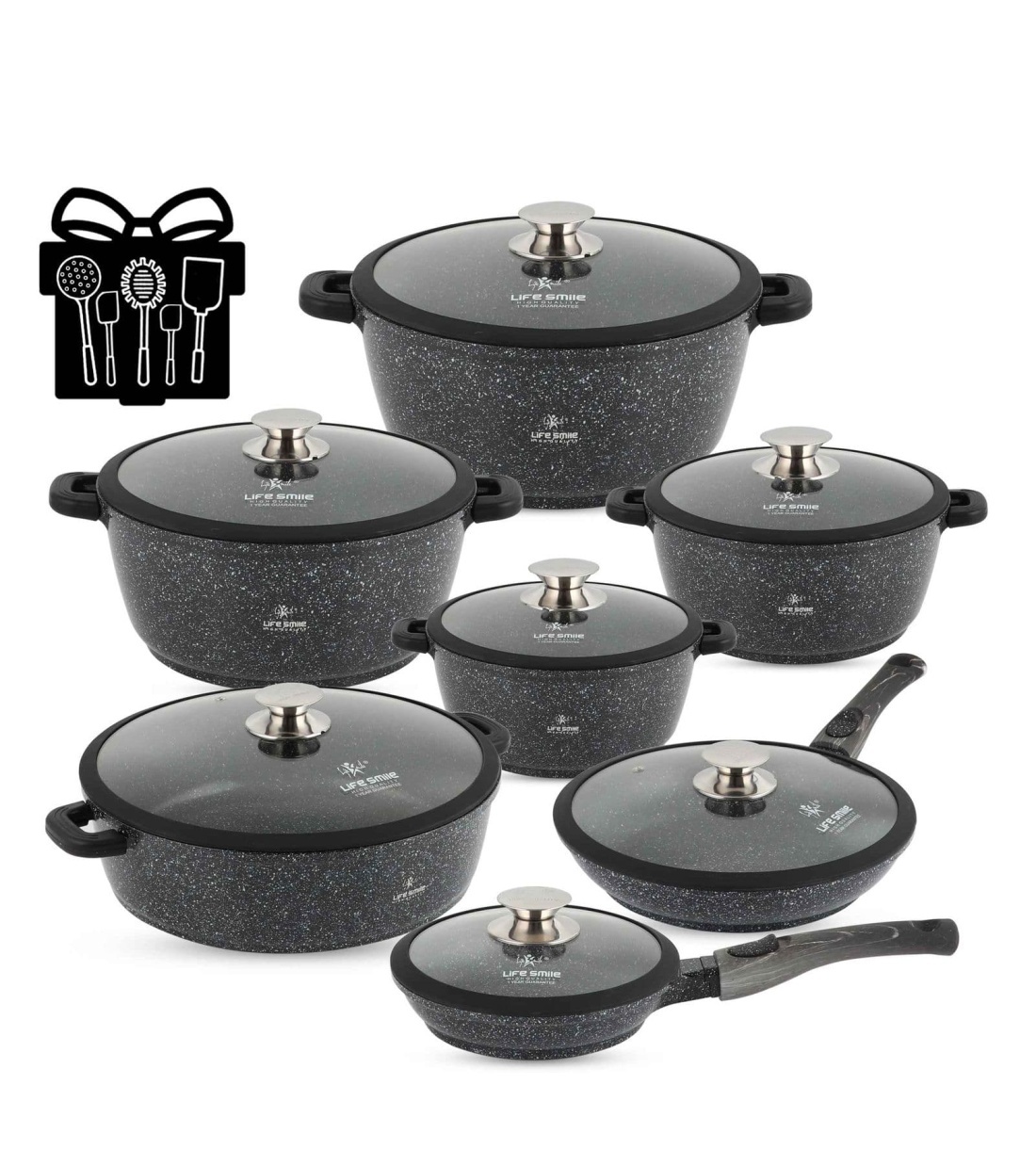 Cookware Set 29 pieces with Multiple Layer Granite Coating