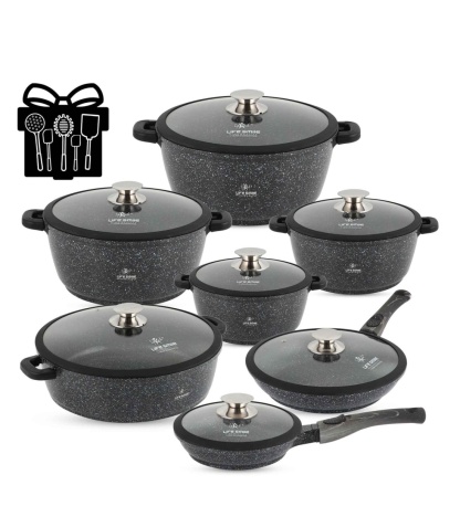 Cookware Set 29 pieces with Multiple Layer Granite Coating