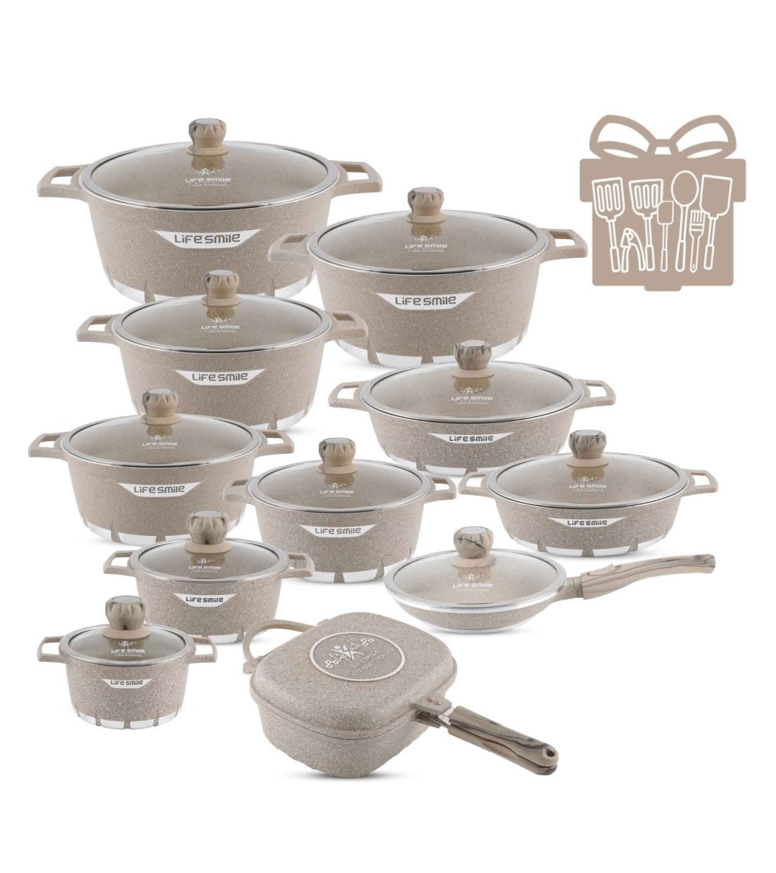 Cookware Set 29 pieces with Multiple Layer Granite Coating