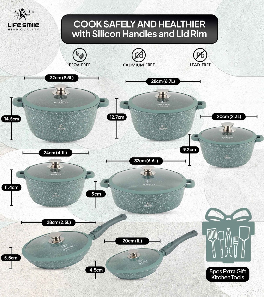 Cookware Set 29 pieces with Multiple Layer Granite Coating