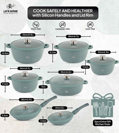Cookware Set 29 pieces with Multiple Layer Granite Coating