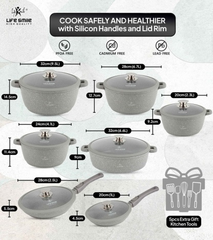 Cookware Set 29 pieces with Multiple Layer Granite Coating