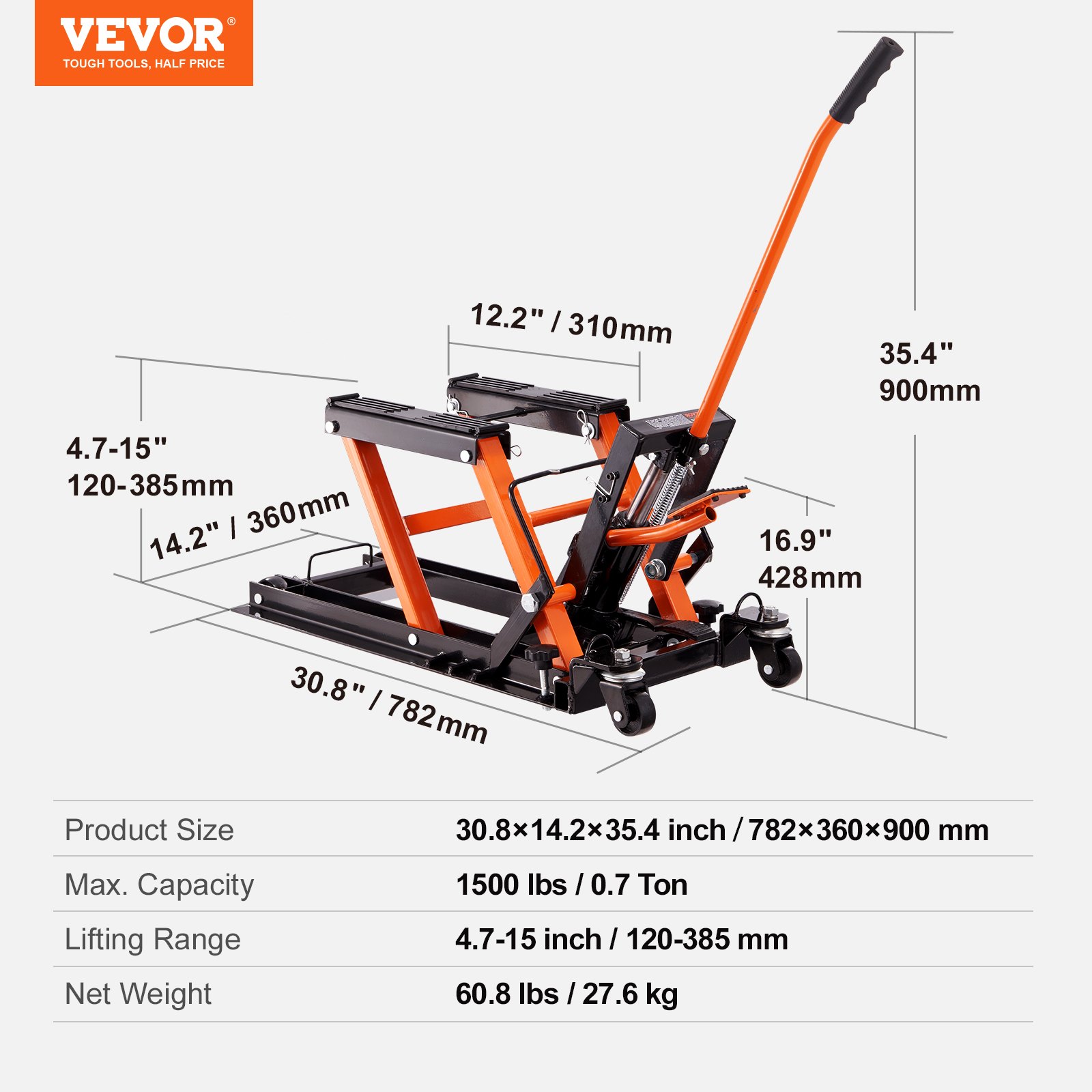 Hydraulic Motorcycle Lift 1500 LBS Capacity