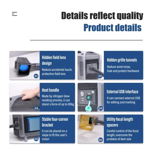 20W 30W Handheld Portable Fiber Laser Marking Etching Engraving Machine Engraver