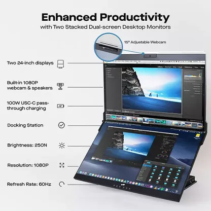 🖥️Mobile Pixels Geminos 2 x 24 inch FHD Stacked Computer Monitor 