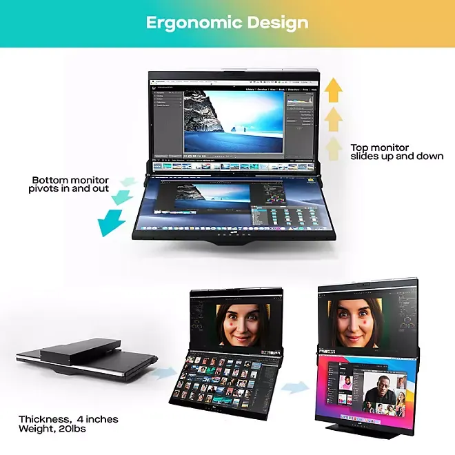 🖥️Mobile Pixels Geminos 2 x 24 inch FHD Stacked Computer Monitor 