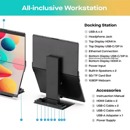 🖥️Mobile Pixels Geminos 2 x 24 inch FHD Stacked Computer Monitor 