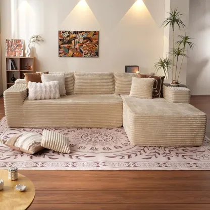 🔥104" Cloud Sectional Couch with L-Shape Chaise,Modern Modular Sofa with Deep Seat, Upholstered Couches for Living Room Bedroom,No Assembly Required, Grey (Plush Corduroy Fabric)
