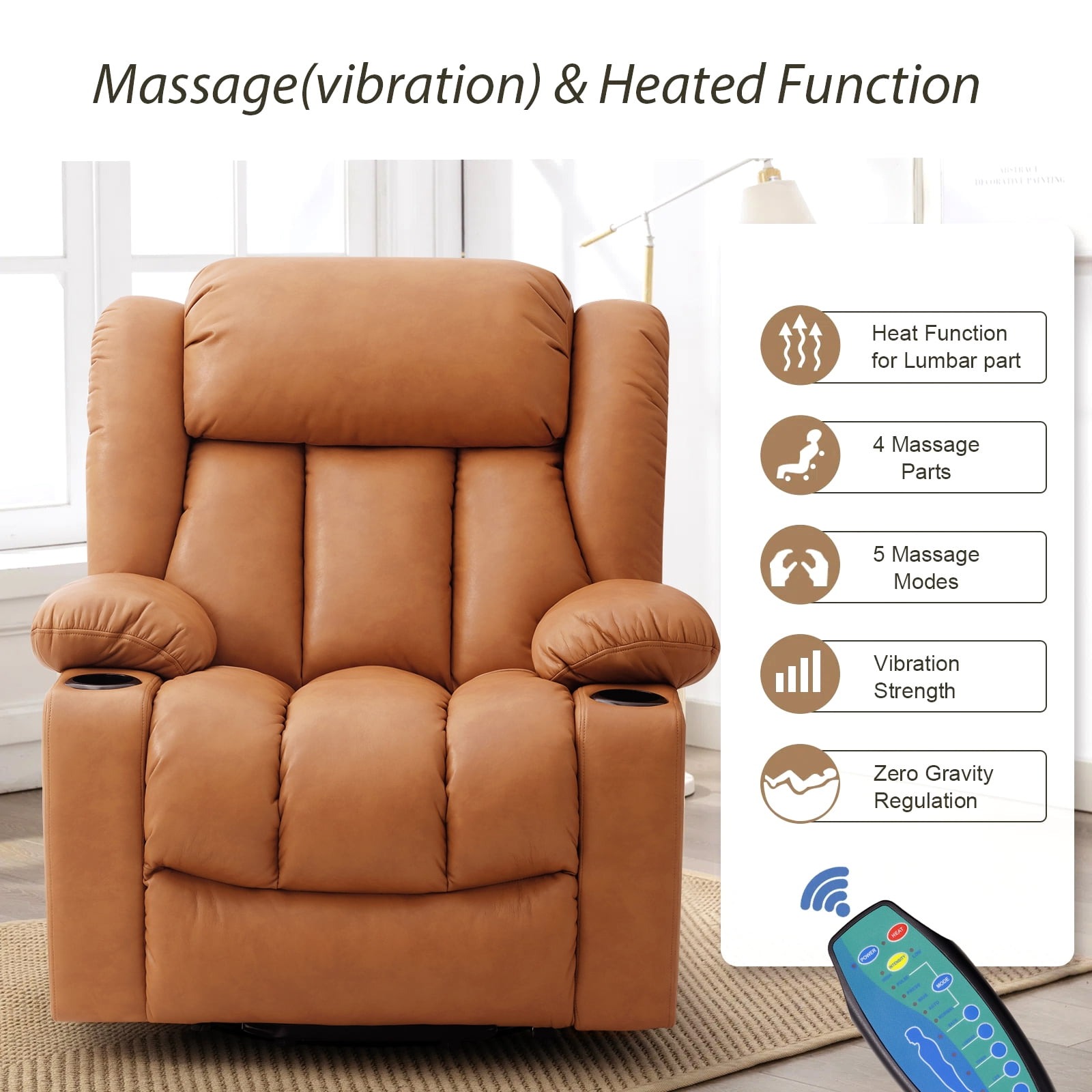 Oversized Electric Recliner Chair with Massage and Heat