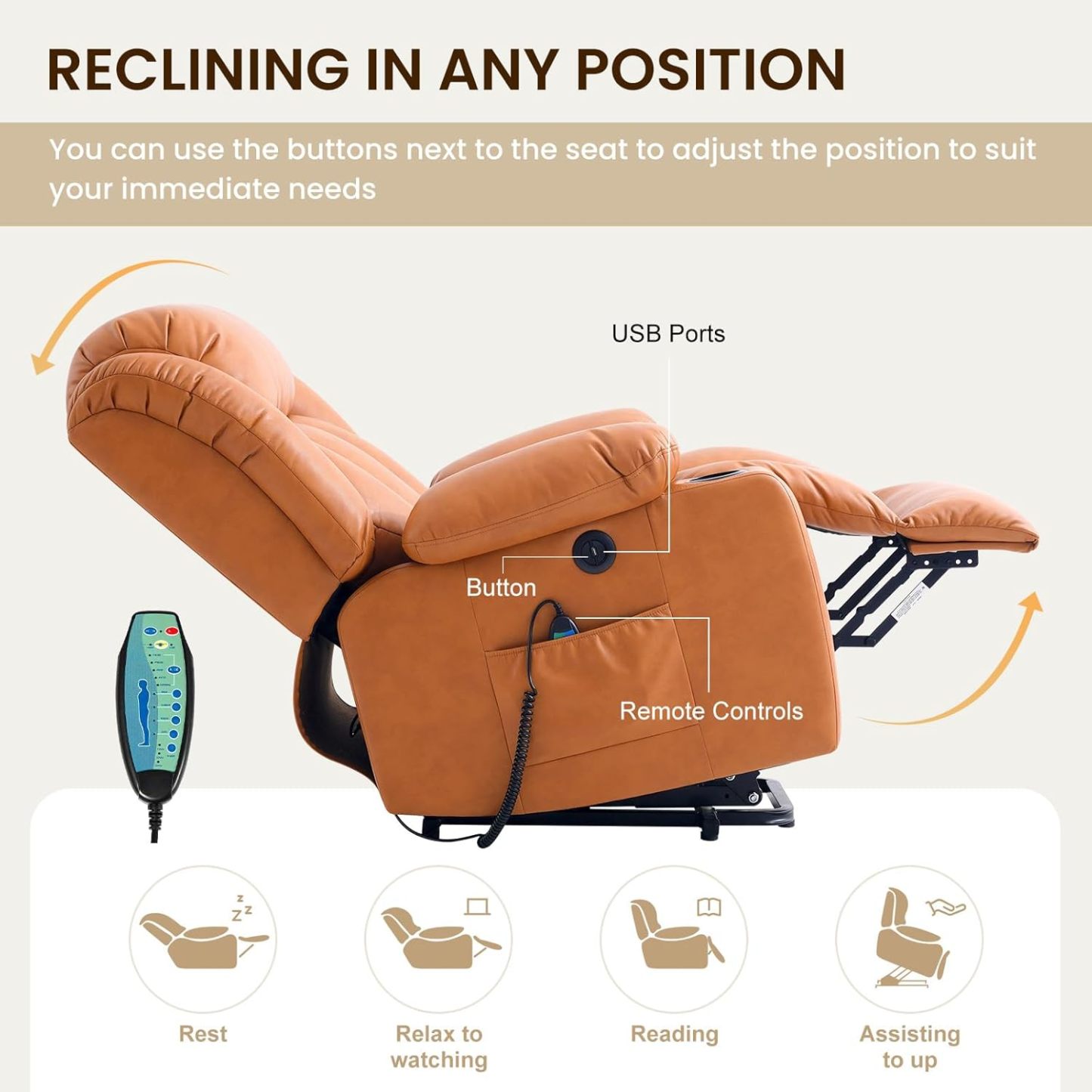 Oversized Electric Recliner Chair with Massage and Heat