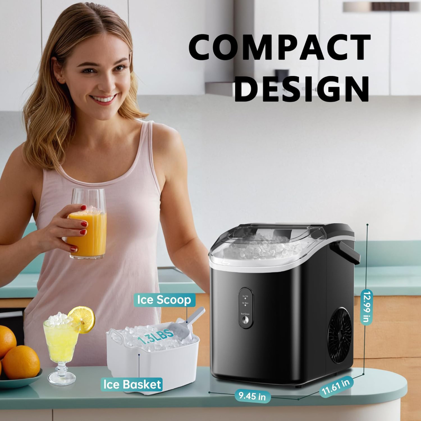 🔥HOT SALE🧊Nugget Ice Maker Countertop with Handle 