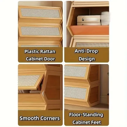 DIY Bamboo Bookshelve, 30cm Deep Bookshelf, ABS Engineering Plastic Flip Bookcase with Dustproof Back Panel, Display Cabinet for Corridor, Living Room and Bedroom