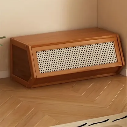 DIY Bamboo Bookshelve, 30cm Deep Bookshelf, ABS Engineering Plastic Flip Bookcase with Dustproof Back Panel, Display Cabinet for Corridor, Living Room and Bedroom