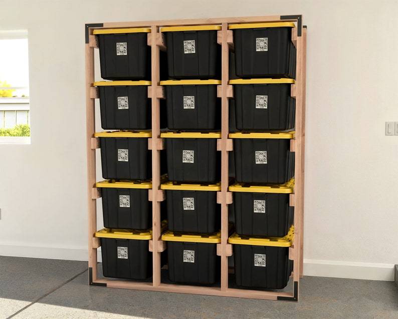 DIY 27 Gallon Tote Storage Rack Plans for 15 Totes