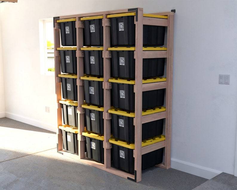 DIY 27 Gallon Tote Storage Rack Plans for 15 Totes