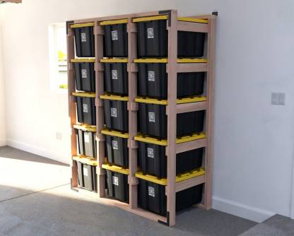 DIY 27 Gallon Tote Storage Rack Plans for 15 Totes