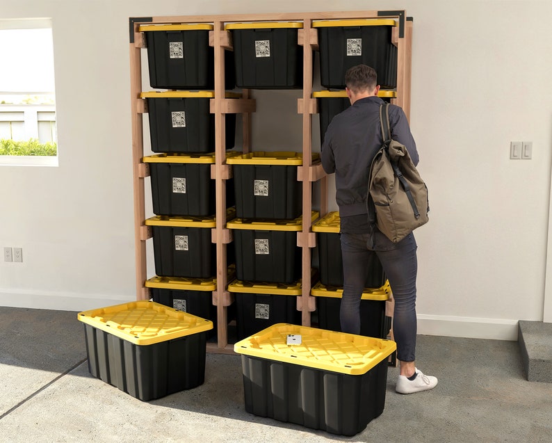 DIY 27 Gallon Tote Storage Rack Plans for 15 Totes
