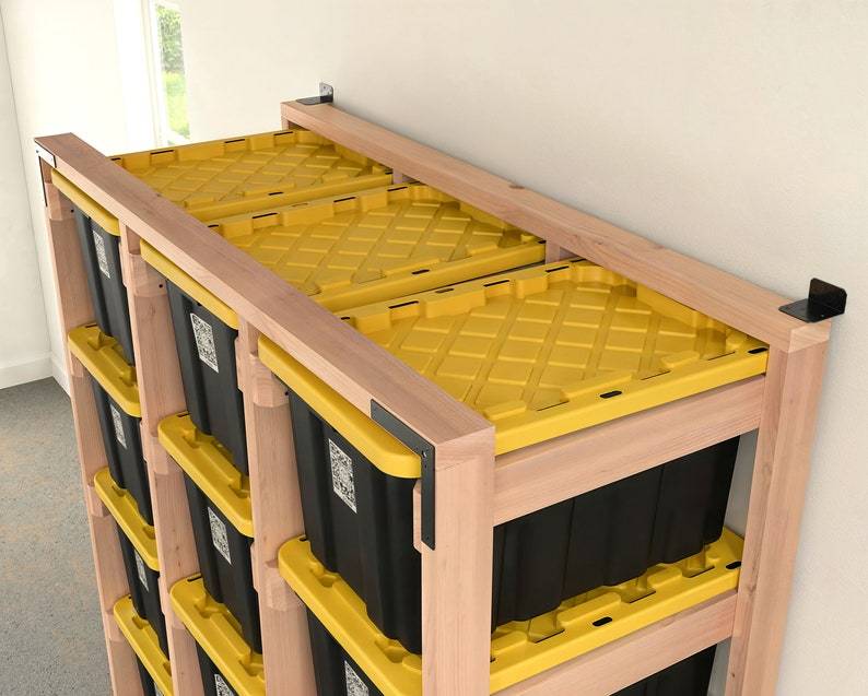 DIY 27 Gallon Tote Storage Rack Plans for 15 Totes