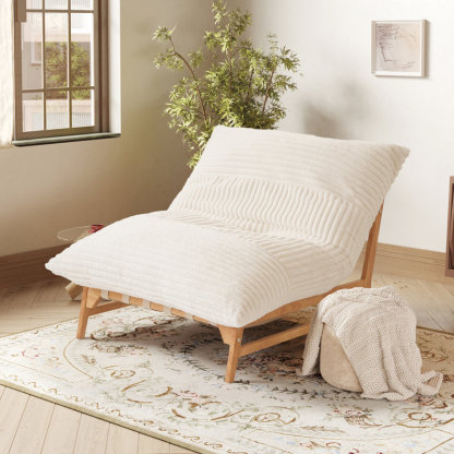 47.24" Ash Accent Chair With Faux Rabbit Fur Fabric