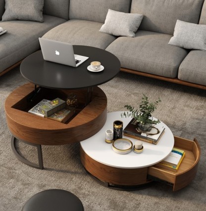 🎉Massive Discount🛒Round Coffee Table with Lift Up Top and Hidden Storage Space and Metal Frame