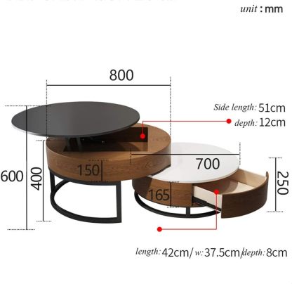 🎉Massive Discount🛒Round Coffee Table with Lift Up Top and Hidden Storage Space and Metal Frame