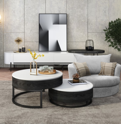🎉Massive Discount🛒Round Coffee Table with Lift Up Top and Hidden Storage Space and Metal Frame