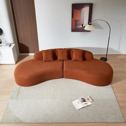 119.29" Curved Sectional Sofa Cloud Boucle Couch with Sherpa Fabric