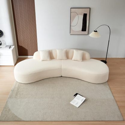 119.29" Curved Sectional Sofa Cloud Boucle Couch with Sherpa Fabric