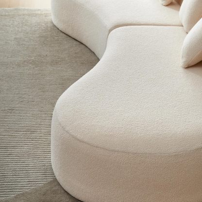 119.29" Curved Sectional Sofa Cloud Boucle Couch with Sherpa Fabric