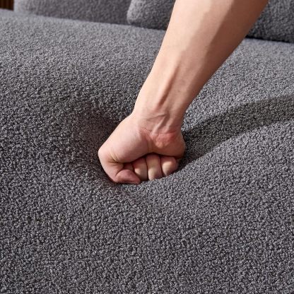 119.29" Curved Sectional Sofa Cloud Boucle Couch with Sherpa Fabric
