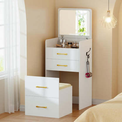 ✨3-in-1 Vanity, Nightstand & Stool Combo